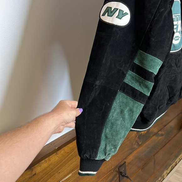 Vintage NY Jets NFL Suede Bomber Jacket- L - Picture 6 of 11